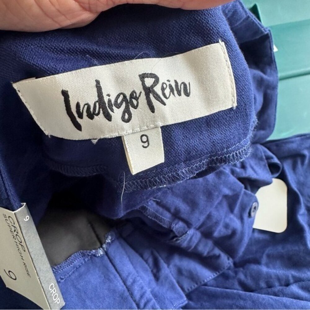 Indigo Rein Paper Bag Crop Navy Blue Women's Pants Size 9 - Picture 9 of 12